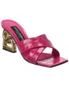 Dolce & Gabbana Fuchsia Mules With Dg Logo Heel In Patent Leather Woman In Pink