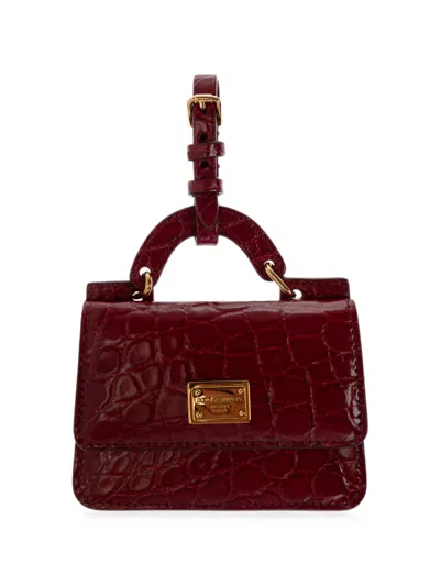 Dolce & Gabbana Croc-effect Leather Card Holder In Red