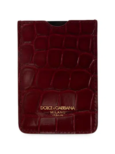 Dolce & Gabbana Croc-effect Leather Card Holder In Red