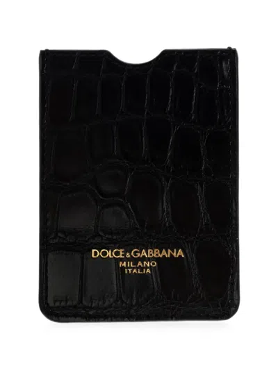 Dolce & Gabbana Croc-effect Leather Cardholder In Yellow