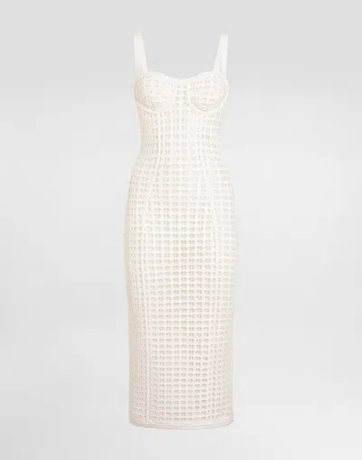 Dolce & Gabbana Crochet Bustier Dress In White