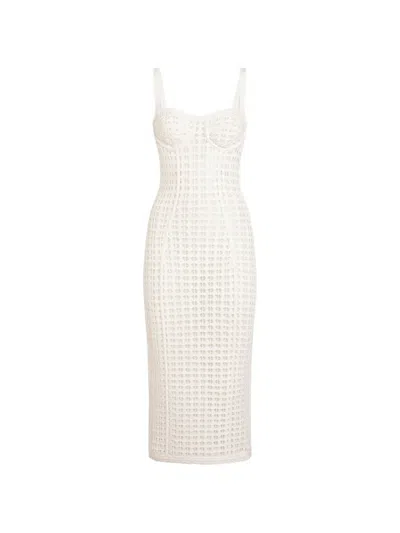 Dolce & Gabbana Crochet Bustier Dress In White