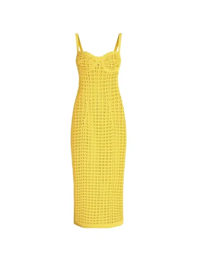 Dolce & Gabbana Crochet Bustier Dress In Yellow