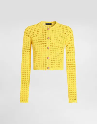 Dolce & Gabbana Crochet Cardigan In Animal Print