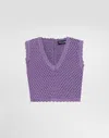 Dolce & Gabbana Crochet Knit Crop Tank Top In Purple