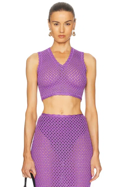 Dolce & Gabbana Crochet Cropped Top In Purple