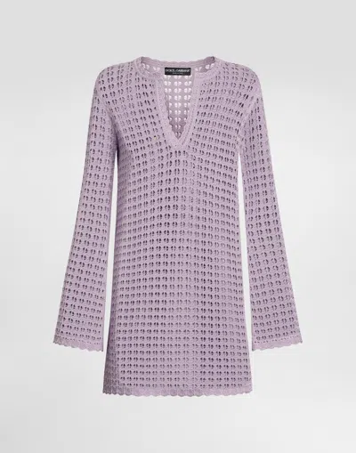 Dolce & Gabbana Crochet Dress In Viscose In Purple
