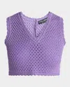 Dolce & Gabbana Crochet Knit Crop Tank Top In Purple