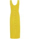 Dolce & Gabbana Sleeveless Crochet Knit Button-front Midi Dress In Yellow