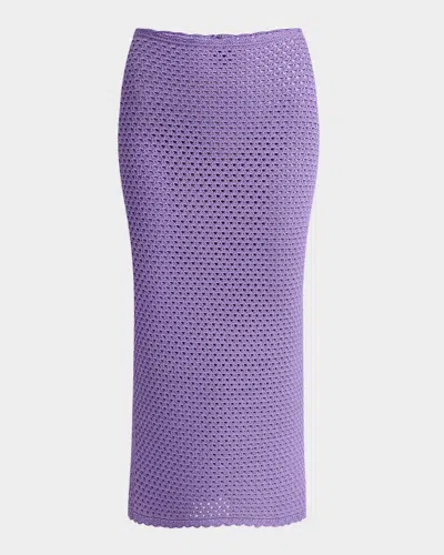 Dolce & Gabbana Crochet Knit Midi Skirt In Purple