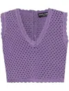Dolce & Gabbana Crochet Knit Crop Tank Top In Purple