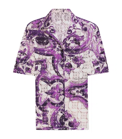 DOLCE & GABBANA CROCHET MAJOLICA PRINT SHIRT