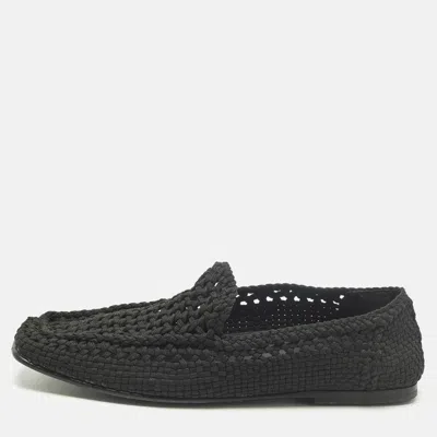 Pre-owned Dolce & Gabbana Crochet Size 44 Black Woven Fabric Loafers