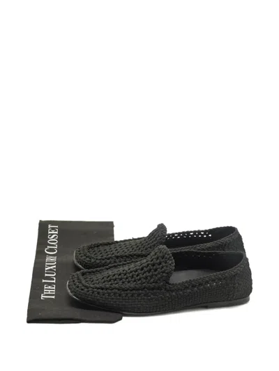 Pre-owned Dolce & Gabbana Crochet Slip-on Loafers In Black