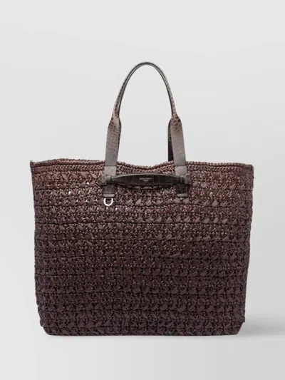 Dolce & Gabbana Crochet Tote Bag Woven Texture In Brown
