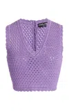 Dolce & Gabbana Crocheted Cotton Crop Top In Purple