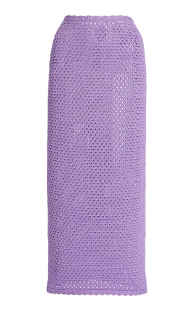 Dolce & Gabbana Crocheted Cotton Midi Skirt In Purple