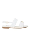 Dolce & Gabbana Crocheted Leather Sandals In White