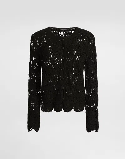 Dolce & Gabbana Crochet-knit Cardigan In ブラック