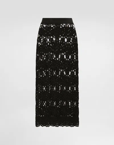 Dolce & Gabbana Crochet-knit Skirt In ブラック