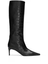 DOLCE & GABBANA CROCODILE-EMBOSSED LEATHER BOOTS