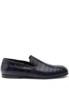 Dolce & Gabbana Crocodile Leather Slip-on Shoes In Blue