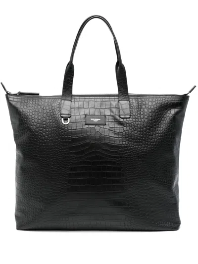 Dolce & Gabbana Crocodile-embossed Leather Tote Bag In Black
