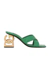 Dolce & Gabbana Crocodile-print Calfskin Mules With Dg Pop Heel In Green