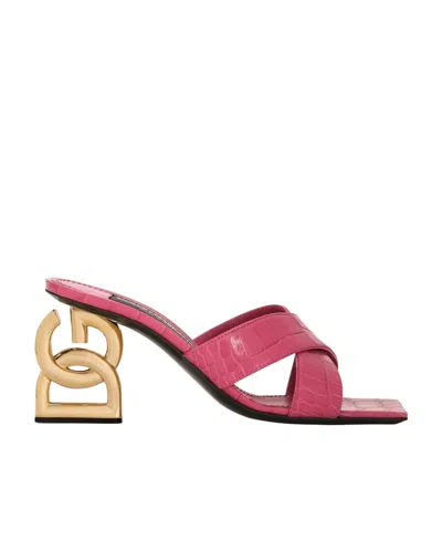 Dolce & Gabbana Crocodile-embossed Mules In Red