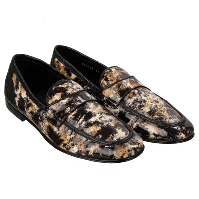 Pre-owned Dolce & Gabbana Crocodile Marble Loafer Moccasins Shoes Ariosto Black 12600