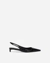 Dolce & Gabbana Mun 30 Croc-embossed Leather Slingback Pumps In Black