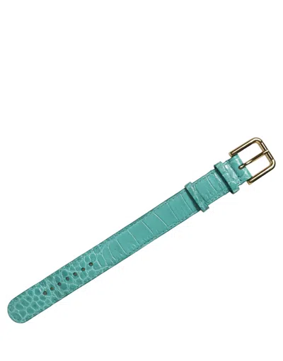 Dolce & Gabbana Crocodile-embossed Calf Leather Belt In Blue