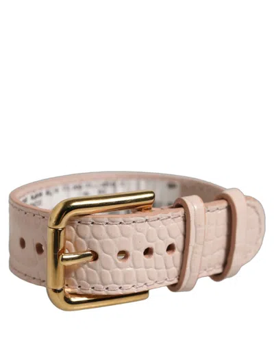 Dolce & Gabbana Crocodile-embossed Calf Leather Belt In Pink