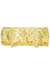 Dolce & Gabbana Yellow And White Crop Top With Majolica Print In Cotton Woman