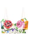 Dolce & Gabbana Multicolor Top With All-over Floral Motif And Adjustable Shoulder Straps In Cotton Blend Woman In Multicolor