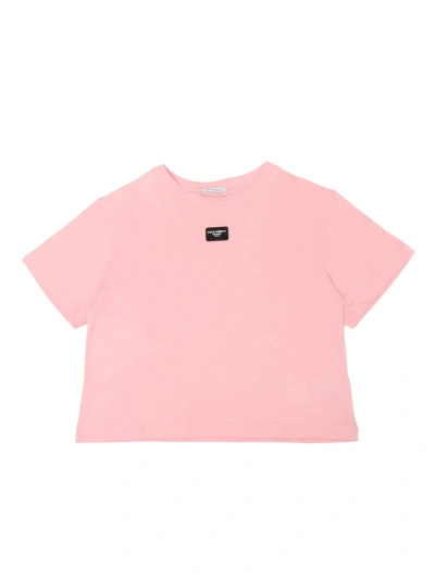 Dolce & Gabbana Kids' Crop-top T-shirt In Pink