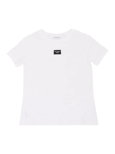 Dolce & Gabbana Kids' Crop-top T-shirt In White