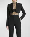 Dolce & Gabbana Cropped Wool-blend Tuxedo Blazer In Black