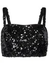 Dolce & Gabbana Black Sequin Cropped Top In Black