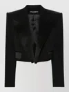 Dolce & Gabbana Cropped Blazer Virgin Wool Silk Blend In Black