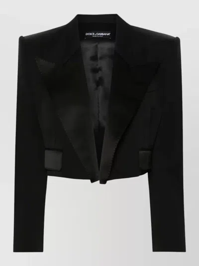 DOLCE & GABBANA CROPPED BLAZER VIRGIN WOOL SILK BLEND