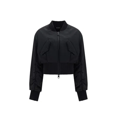 Dolce & Gabbana Women Short Duchesse Bomber Jacket In Black