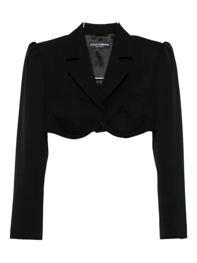 Dolce & Gabbana Cropped Bustier Jacket In Black