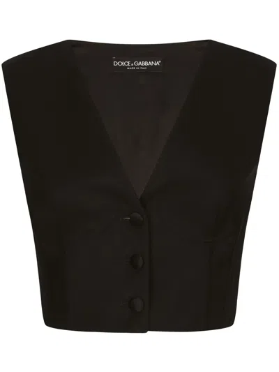 Dolce & Gabbana Cropped Bustier Vest In Black