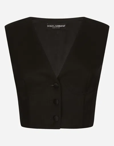 DOLCE & GABBANA CROPPED CADY WAISTCOAT WITH CORSET DETAILS
