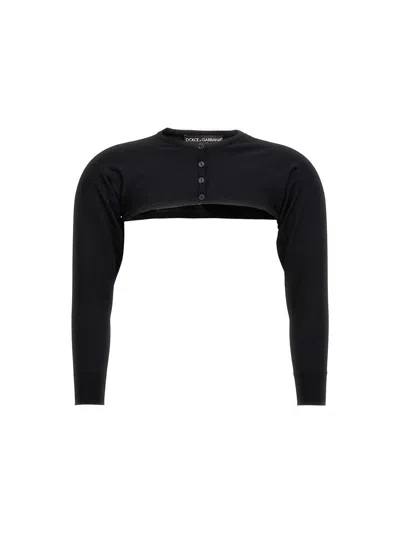 Dolce & Gabbana Kim Dolce&gabbana Button-fastening Cropped Cardigan In Black