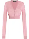 Dolce & Gabbana Lace-trimmed Cropped Cardigan In Rosa