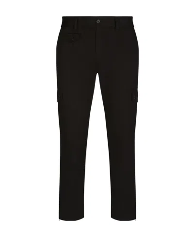 DOLCE & GABBANA DOLCE  GABBANA LOGO PLAQUE CROPPED CARGO TROUSERS