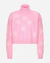 Dolce & Gabbana Cropped Cashmere Sweater With Dg Logo Inlay In Multicolor