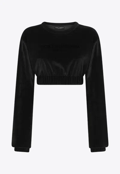 DOLCE & GABBANA CROPPED CHENILLE SWEATSHIRT